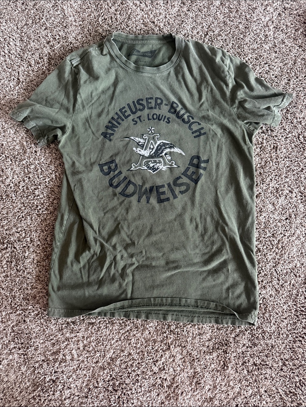 Budweiser Olive Green Graphic Tee with Gray Crew Tee - Casual Two-Pack - Picture 2 of 8